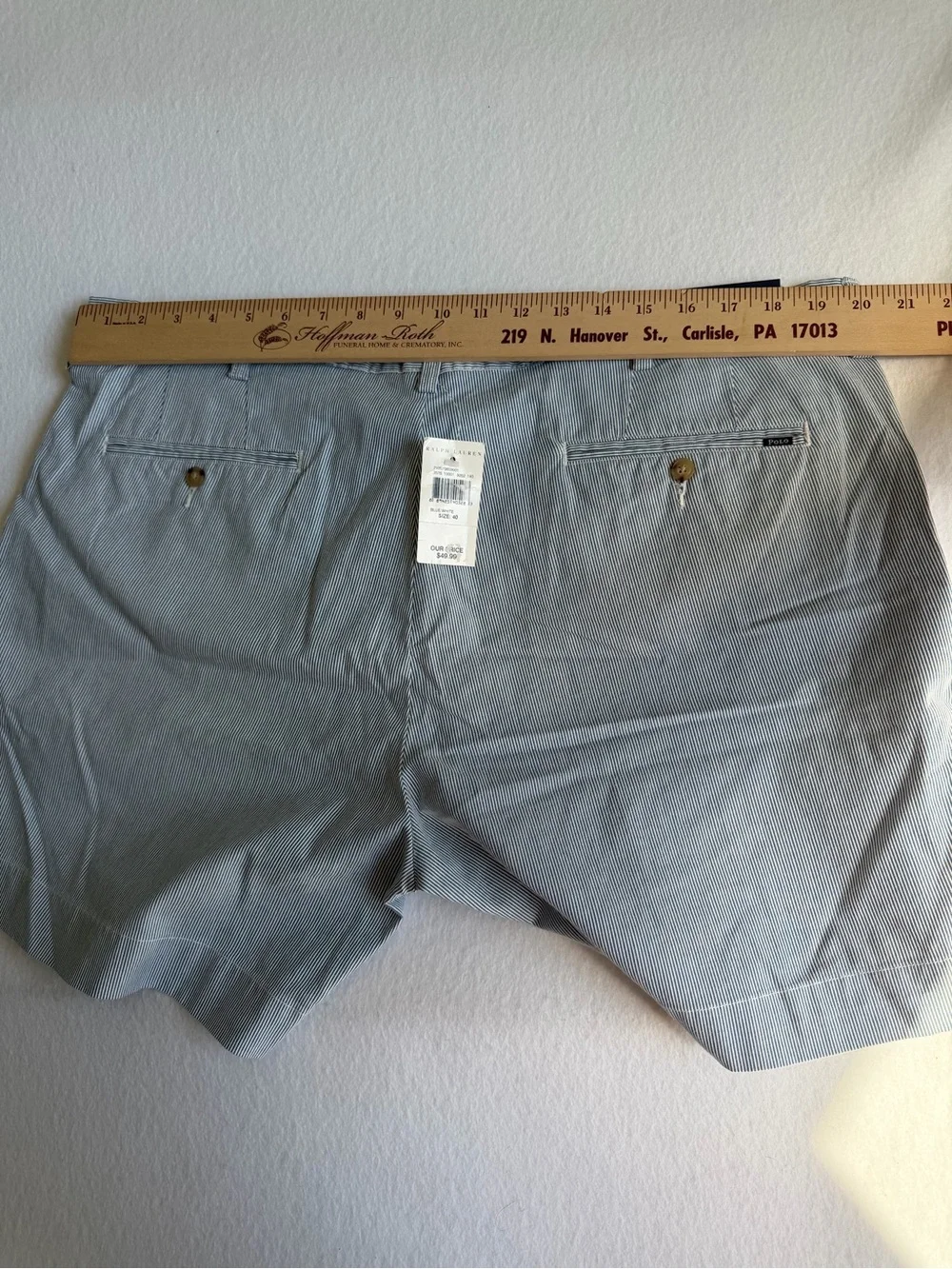 Polo Ralph Lauren Classic Fit 6” Seersucker Shorts Blue White NWT Men’s 40